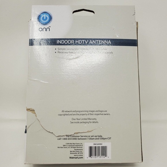Onn Indoor HDTV Antenna NEW 0NA16AV002 Black Built-In Coax Cable - Picture 6 of 8